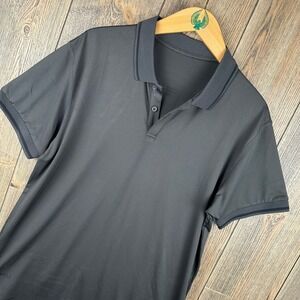 BYLT Basics Premium Gray Performance Ringer Polo Shirt Men's Size Medium